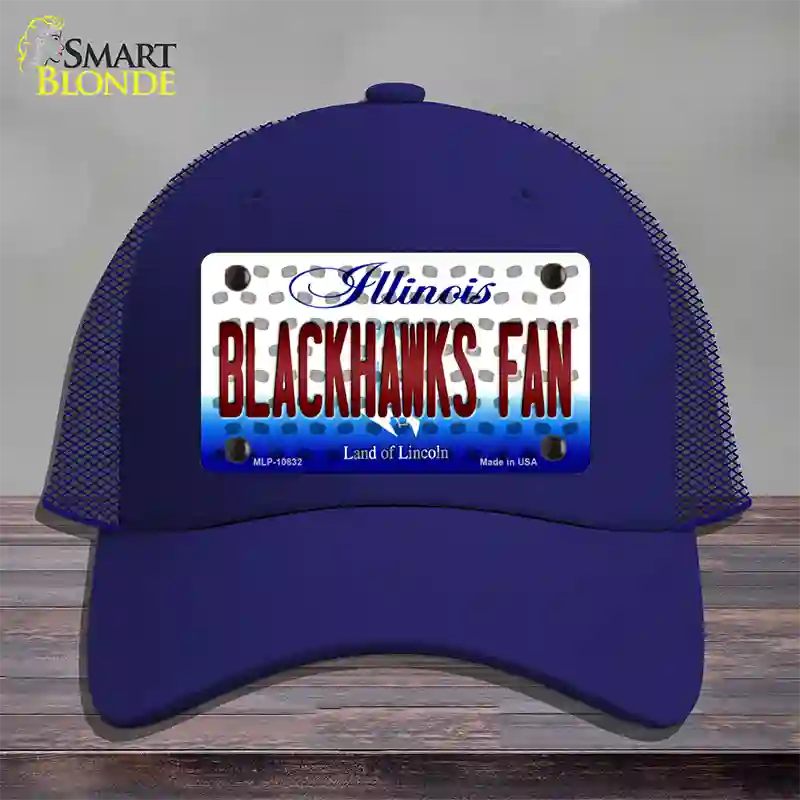 Blackhawks Fan Illinois Novelty License Plate Hat Mesh / Royal Blue