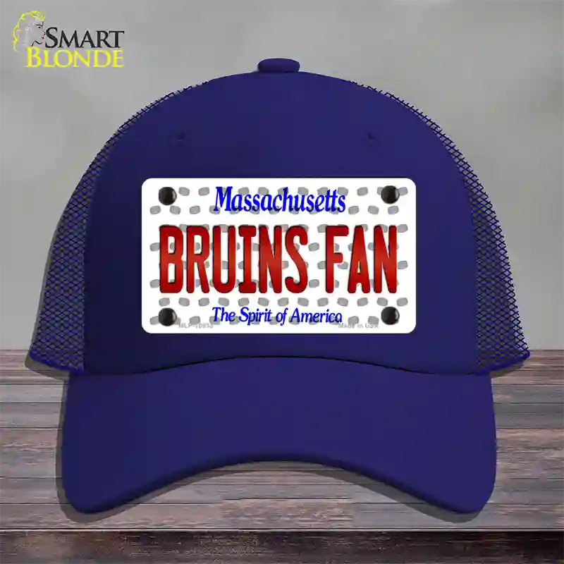 Bruins Fan Massachusetts Novelty License Plate Hat Mesh / Royal Blue