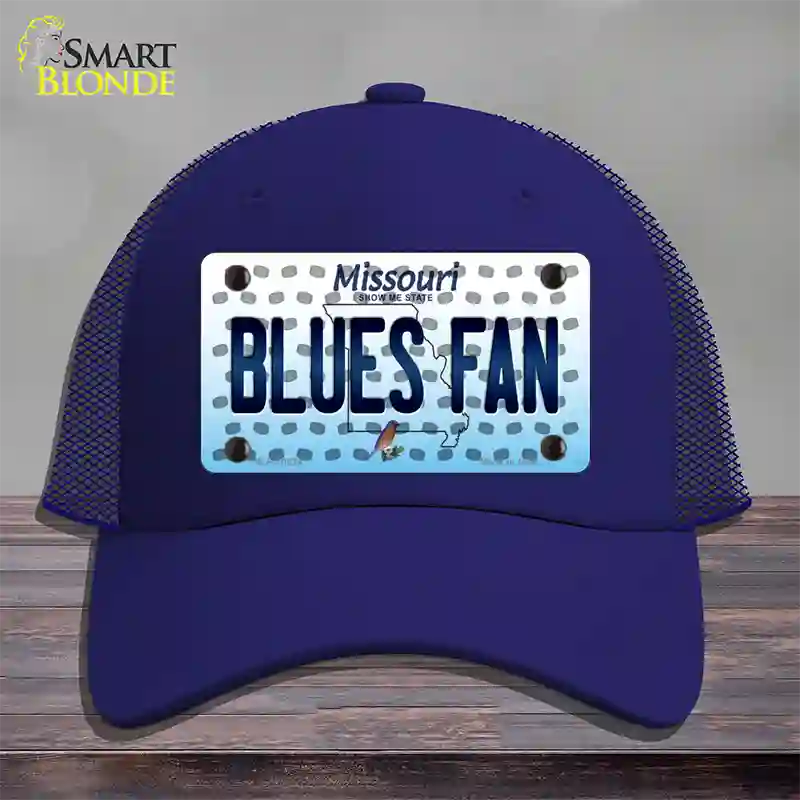 Blues Fan Missouri Novelty License Plate Hat Mesh / Royal Blue