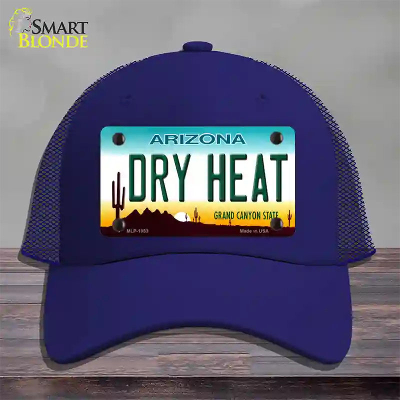 Dry Heat Arizona Novelty License Plate Hat Mesh / Royal Blue