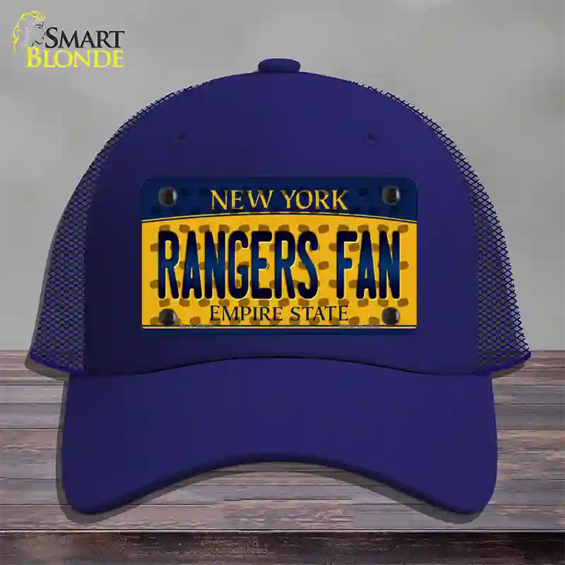 Rangers Fan New York Novelty License Plate Hat Mesh / Royal Blue