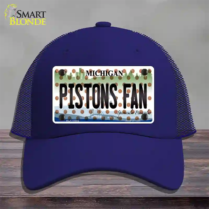 Pistons Fan Michigan Novelty License Plate Hat Mesh / Royal Blue