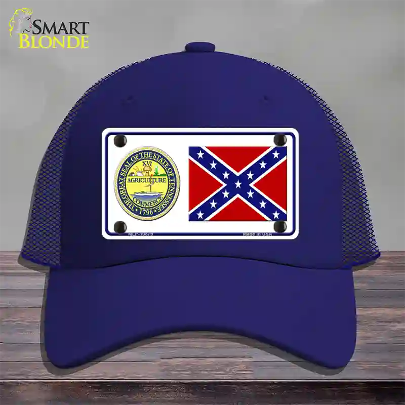 Confederate Flag Tennessee Seal Novelty License Plate Hat Mesh / Royal Blue