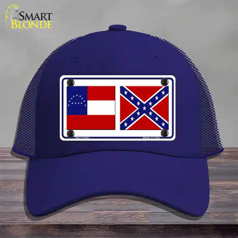 Confederate Robert E Lee Flag Novelty License Plate Hat Mesh / Royal Blue