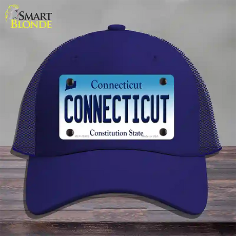 Connecticut State Novelty License Plate Hat Mesh / Royal Blue