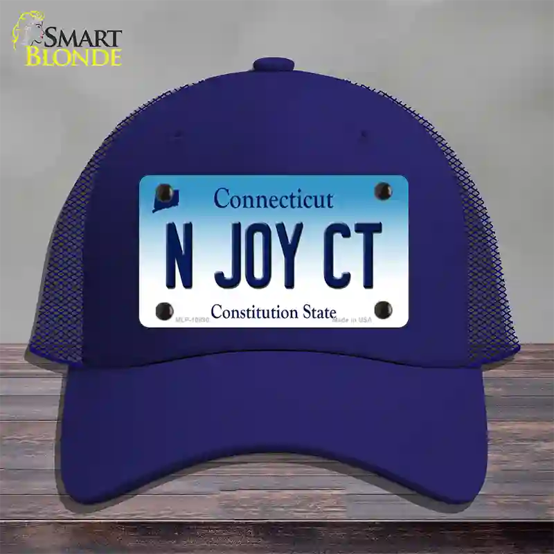 N Joy CT Connecticut Novelty License Plate Hat Mesh / Royal Blue