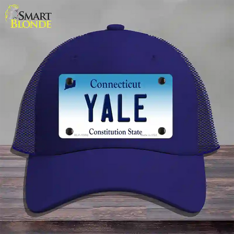 Yale Connecticut Novelty License Plate Hat Mesh / Royal Blue