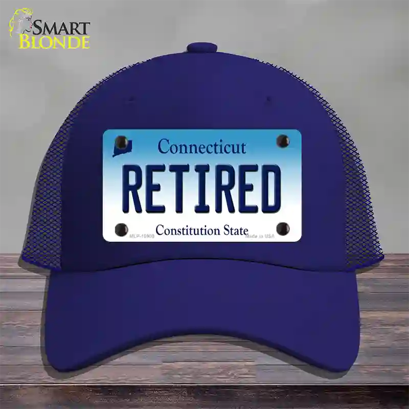 Retired Connecticut Novelty License Plate Hat Mesh / Royal Blue