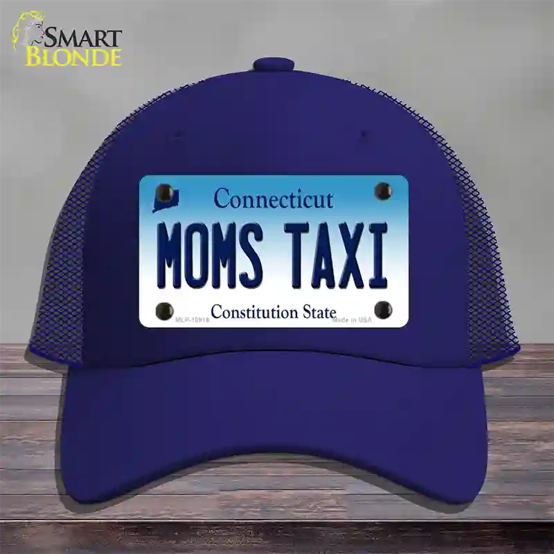 Moms Taxi Connecticut Novelty License Plate Hat Mesh / Royal Blue