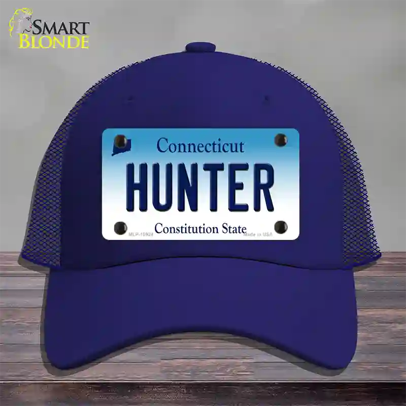 Hunter Connecticut Novelty License Plate Hat Mesh / Royal Blue