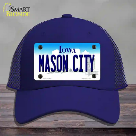 Mason City Iowa Novelty License Plate Hat Mesh / Royal Blue