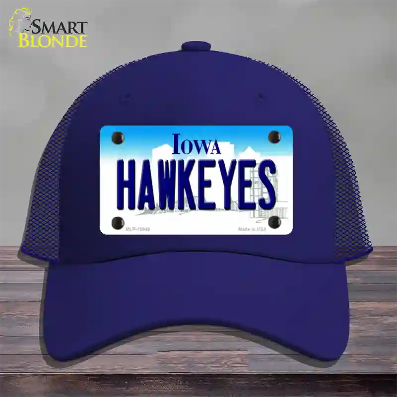 Hawkeyes Iowa Novelty License Plate Hat Mesh / Royal Blue