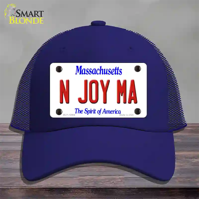 N Joy MA Massachusetts Novelty License Plate Hat Mesh / Royal Blue