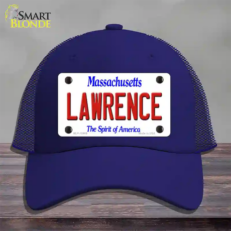 Lawrence Massachusetts Novelty License Plate Hat Mesh / Royal Blue