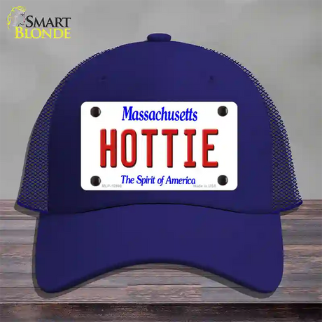 Hottie Massachusetts Novelty License Plate Hat Mesh / Royal Blue