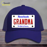 Grandma Massachusetts Novelty License Plate Hat Mesh / Royal Blue