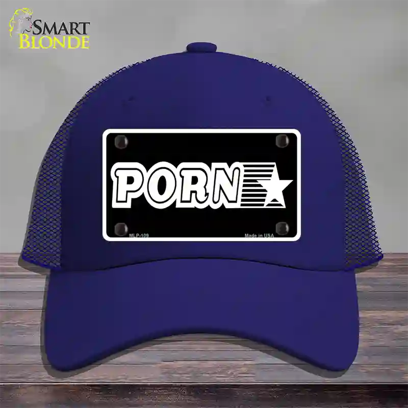 Porn Star Novelty License Plate Hat Mesh / Royal Blue