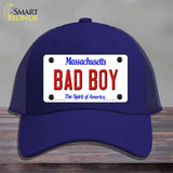 Bad Boy Massachusetts Novelty License Plate Hat Mesh / Royal Blue