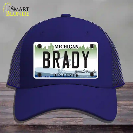 Brady Michigan Novelty License Plate Hat Mesh / Royal Blue