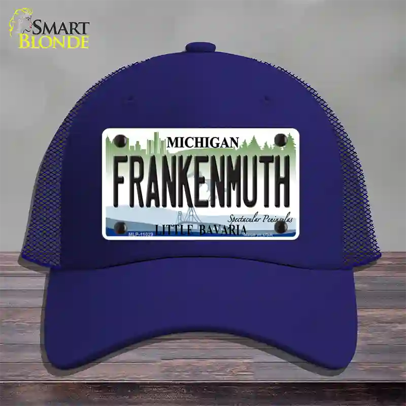 Frankenmuth Michigan Novelty License Plate Hat Mesh / Royal Blue