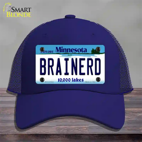 Brainerd Minnesota State Novelty License Plate Hat Mesh / Royal Blue