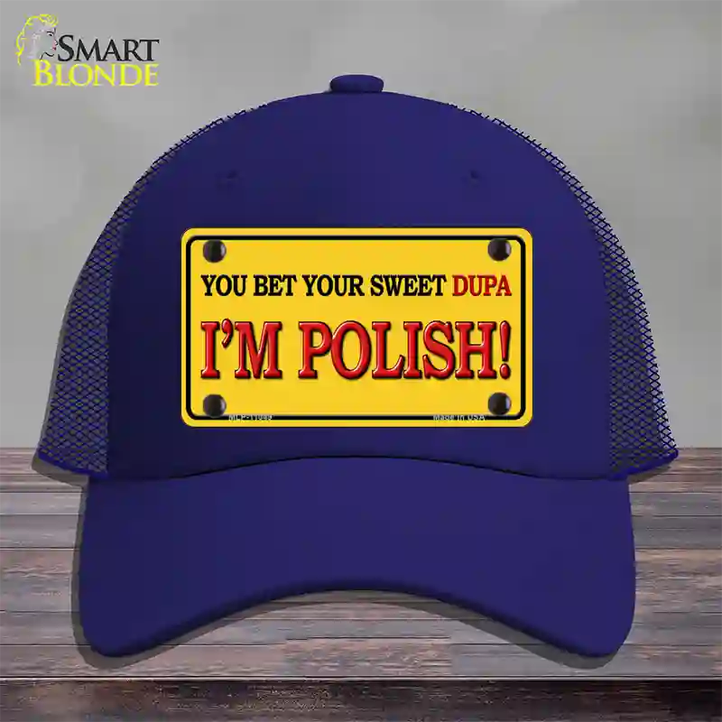 Im Polish Yellow Novelty License Plate Hat Mesh / Royal Blue