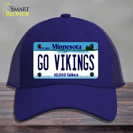 Go Vikings Minnesota Novelty License Plate Hat Mesh / Royal Blue