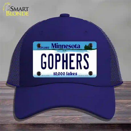 Gophers Minnesota State Novelty License Plate Hat Mesh / Royal Blue