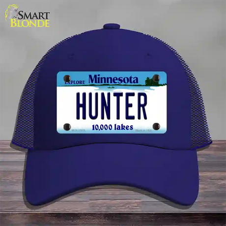 Hunter Minnesota State Novelty License Plate Hat Mesh / Royal Blue