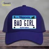 Bad Girl Minnesota State Novelty License Plate Hat Mesh / Royal Blue