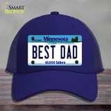 Best Dad Minnesota State Novelty License Plate Hat Mesh / Royal Blue