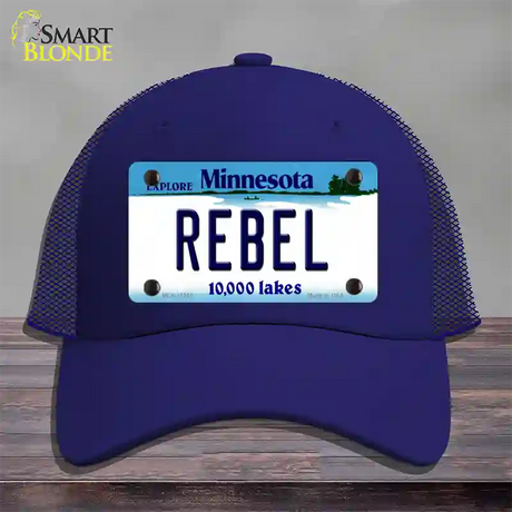 Rebel Minnesota State Novelty License Plate Hat Mesh / Royal Blue