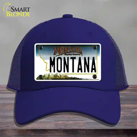 Montana State Novelty License Plate Hat Mesh / Royal Blue