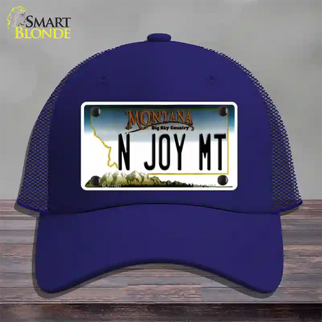 N Joy MT Montana State Novelty License Plate Hat Mesh / Royal Blue