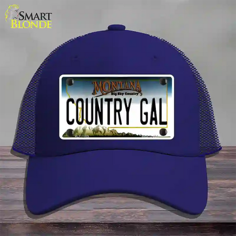 Country Gal Montana State Novelty License Plate Hat Mesh / Royal Blue