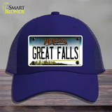 Great Falls Montana State Novelty License Plate Hat Mesh / Royal Blue