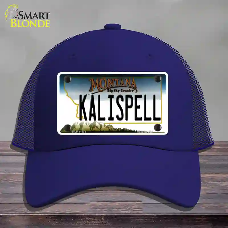 Kalispell Montana State Novelty License Plate Hat Mesh / Royal Blue