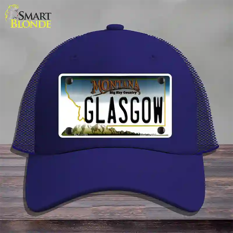 Glasgow Montana State Novelty License Plate Hat Mesh / Royal Blue