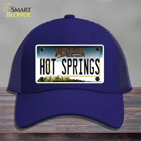 Hot Springs Montana State Novelty License Plate Hat Mesh / Royal Blue