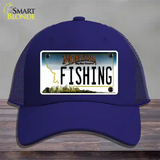 Fishing Montana State Novelty License Plate Hat Mesh / Royal Blue