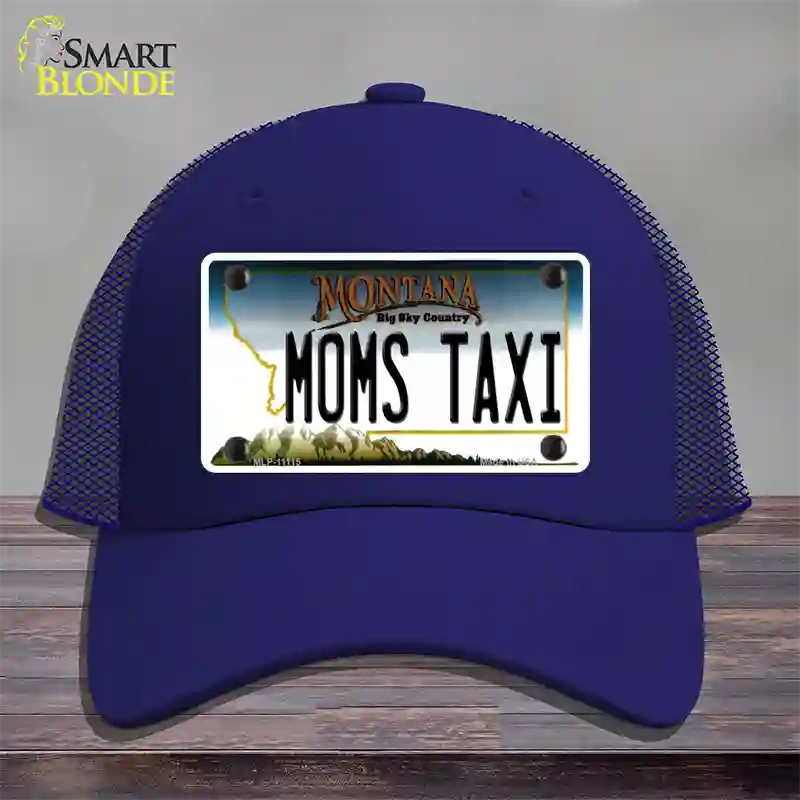 Moms Taxi Montana State Novelty License Plate Hat Mesh / Royal Blue