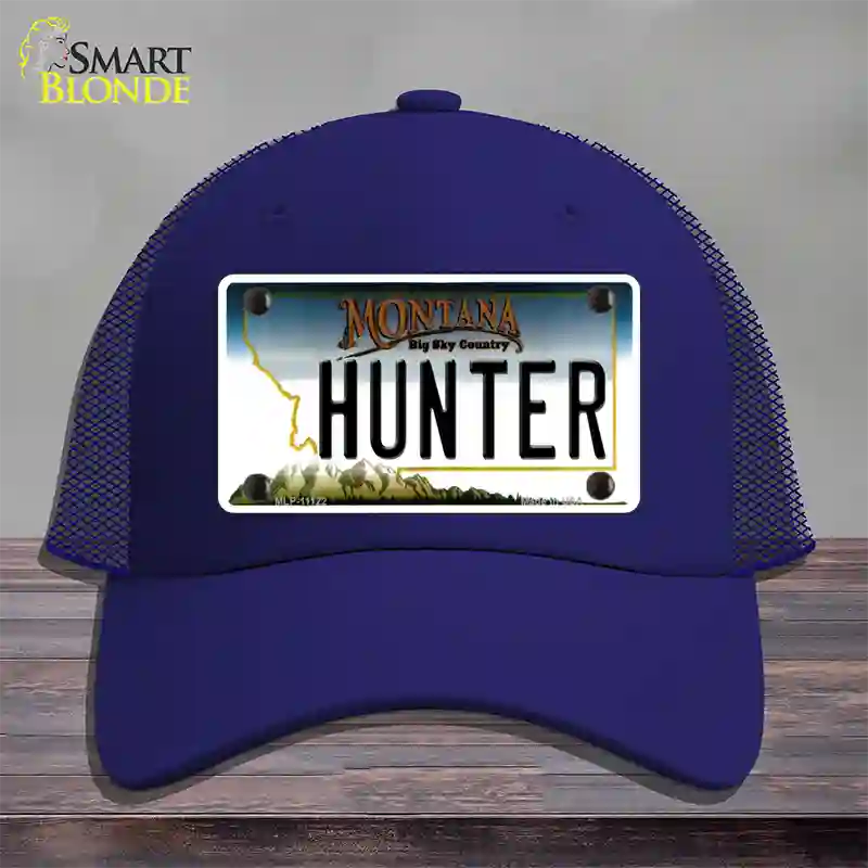 Hunter Montana State Novelty License Plate Hat Mesh / Royal Blue