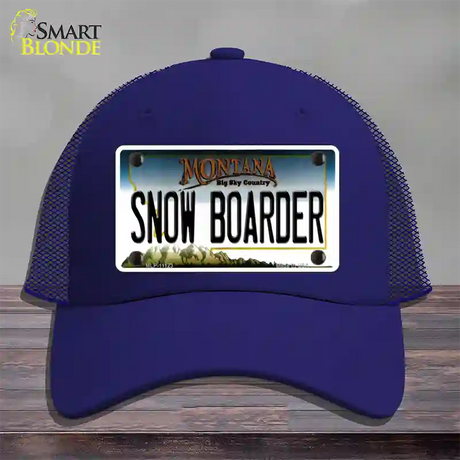 Snow Boarder Montana State Novelty License Plate Hat Mesh / Royal Blue