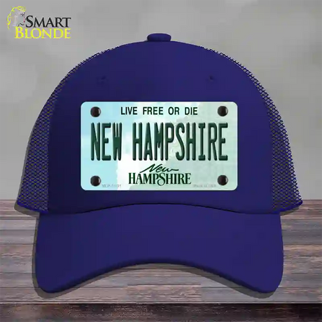 New Hampshire State Novelty License Plate Hat Mesh / Royal Blue