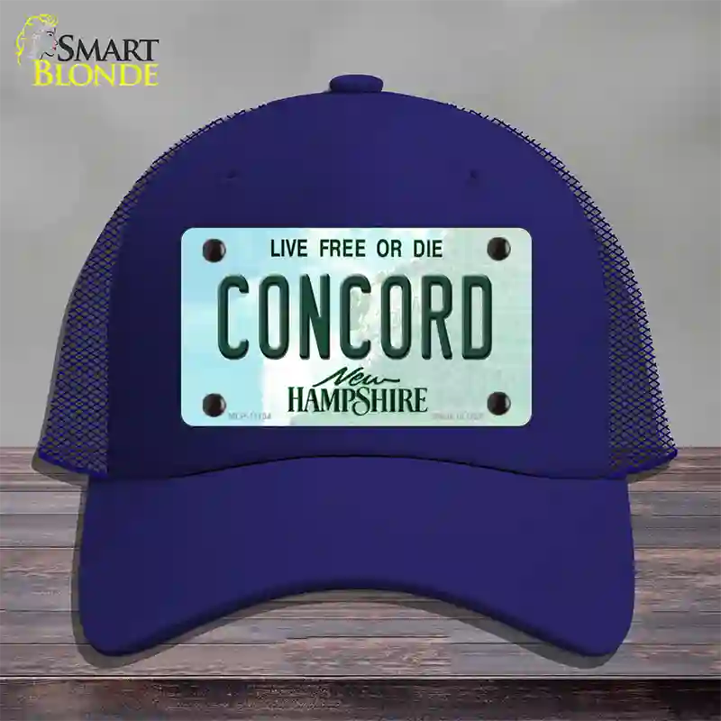 Concord New Hampshire State Novelty License Plate Hat Mesh / Royal Blue