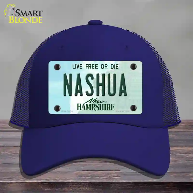 Nashua New Hampshire State Novelty License Plate Hat Mesh / Royal Blue