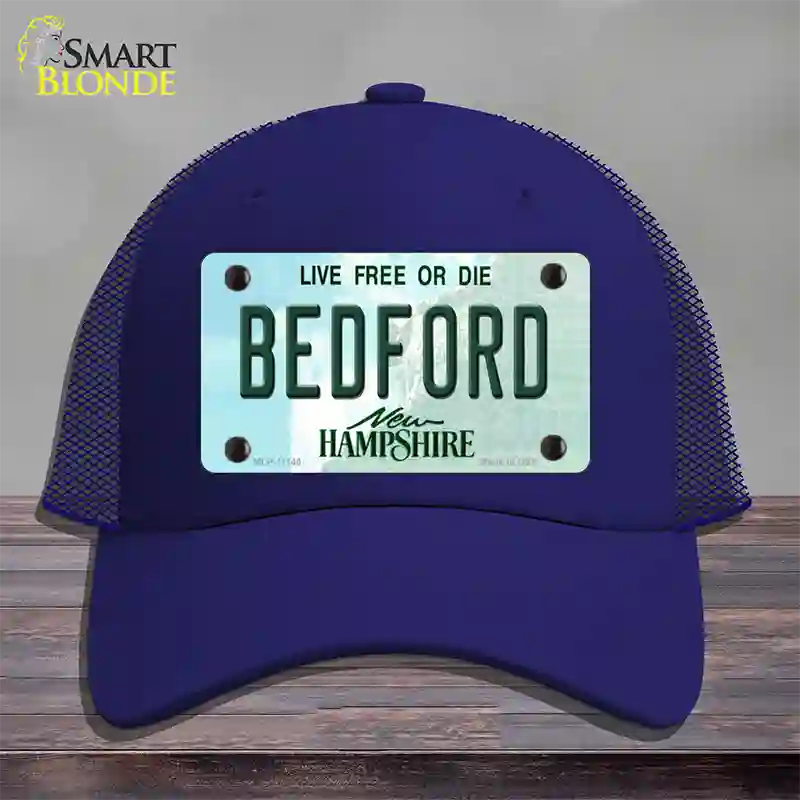 Bedford New Hampshire State Novelty License Plate Hat Mesh / Royal Blue