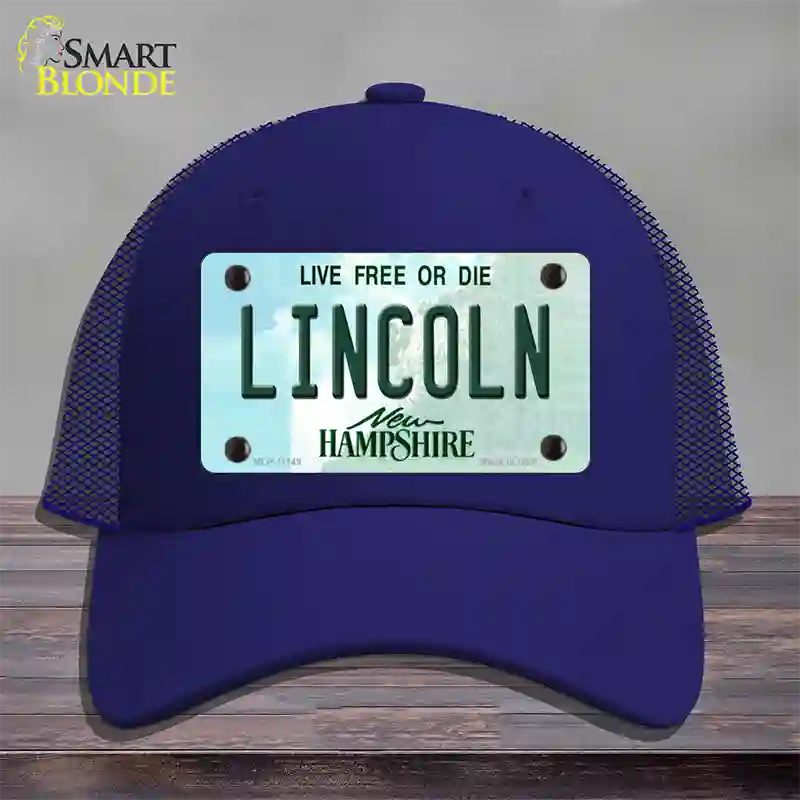 Lincoln New Hampshire State Novelty License Plate Hat Mesh / Royal Blue