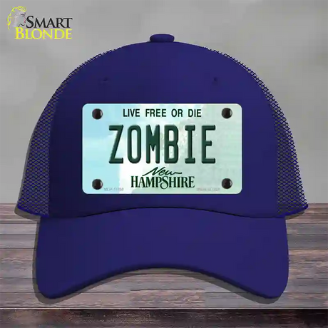 Zombie New Hampshire State Novelty License Plate Hat Mesh / Royal Blue