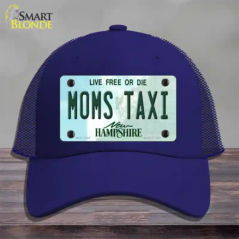 Moms Taxi New Hampshire State Novelty License Plate Hat Mesh / Royal Blue